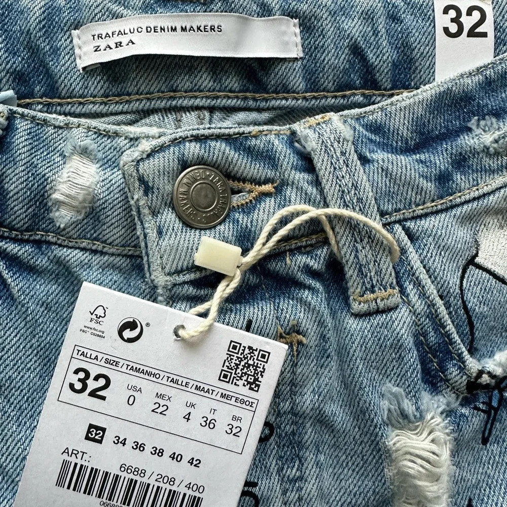 Zara painted shorts Sz 00 or XXS street wear cool girls only NWT - Picture 4 of 5